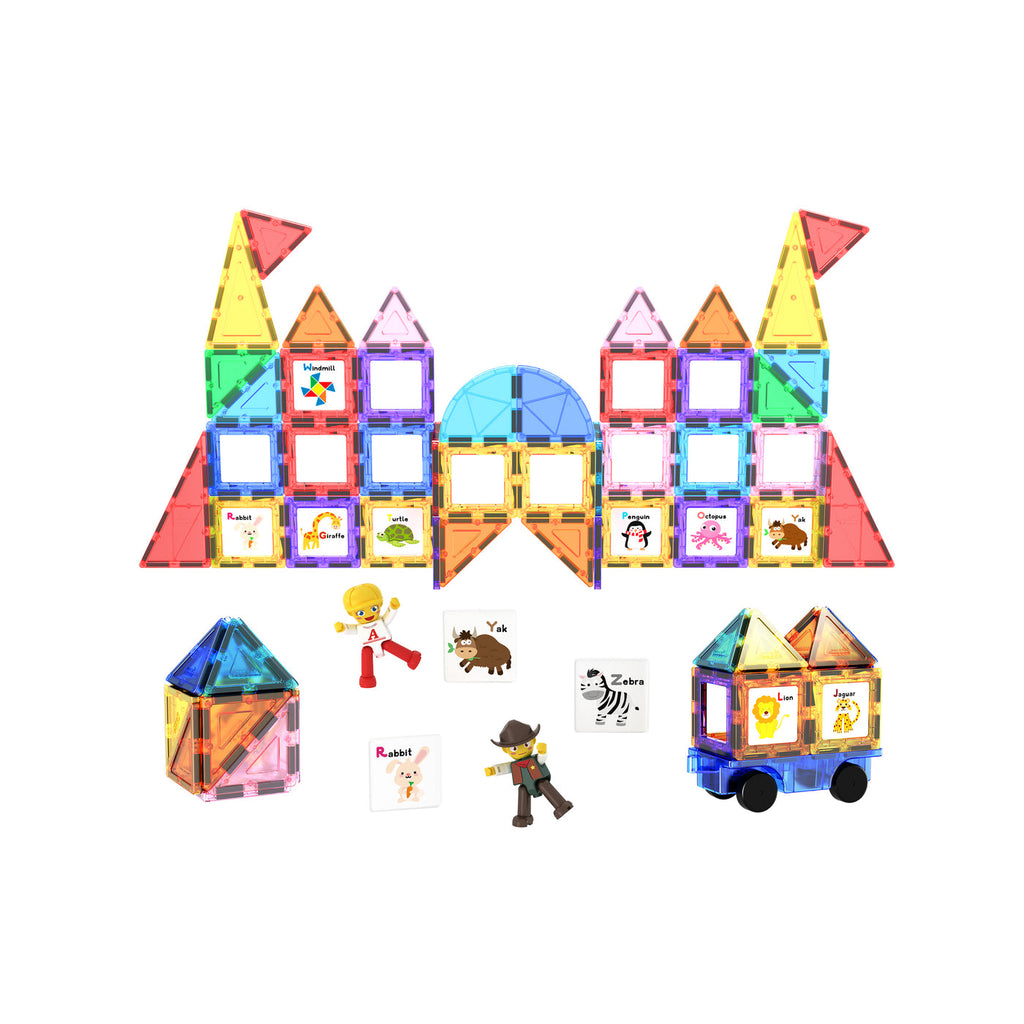 PicassoTiles 121 piezas – Set de Construcción Magnética con Inserts Educativos