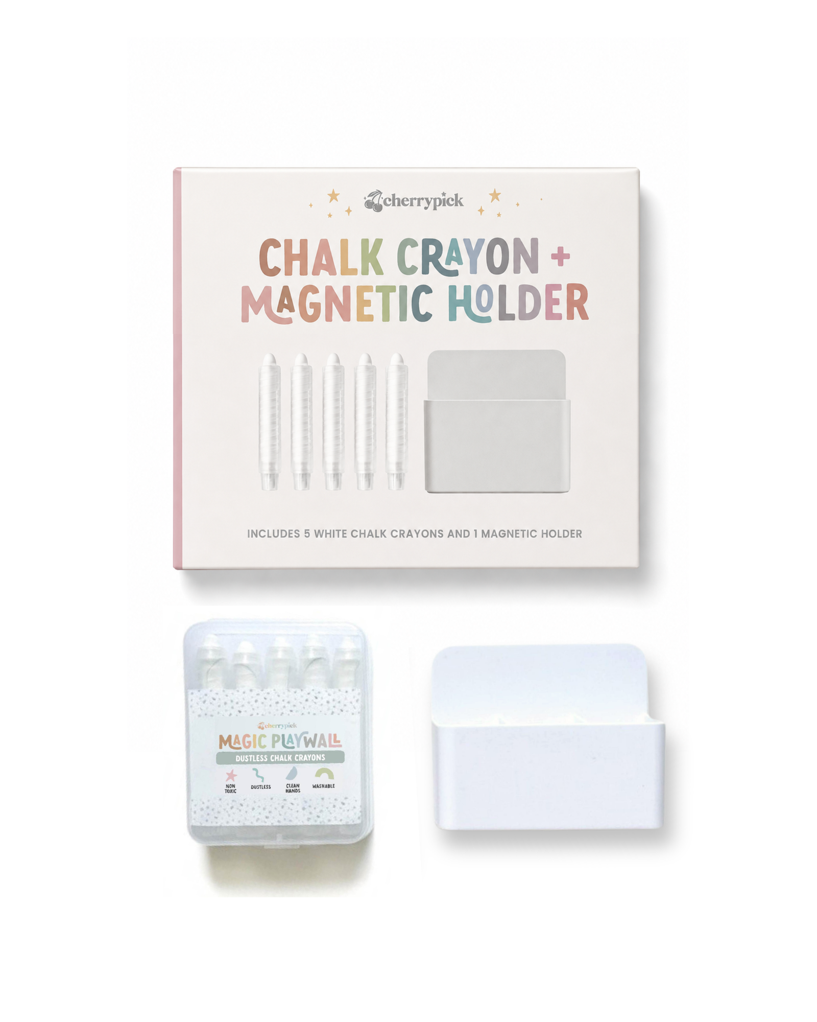 Dustless Chalk Crayons + Magnetic Holder Bundle
