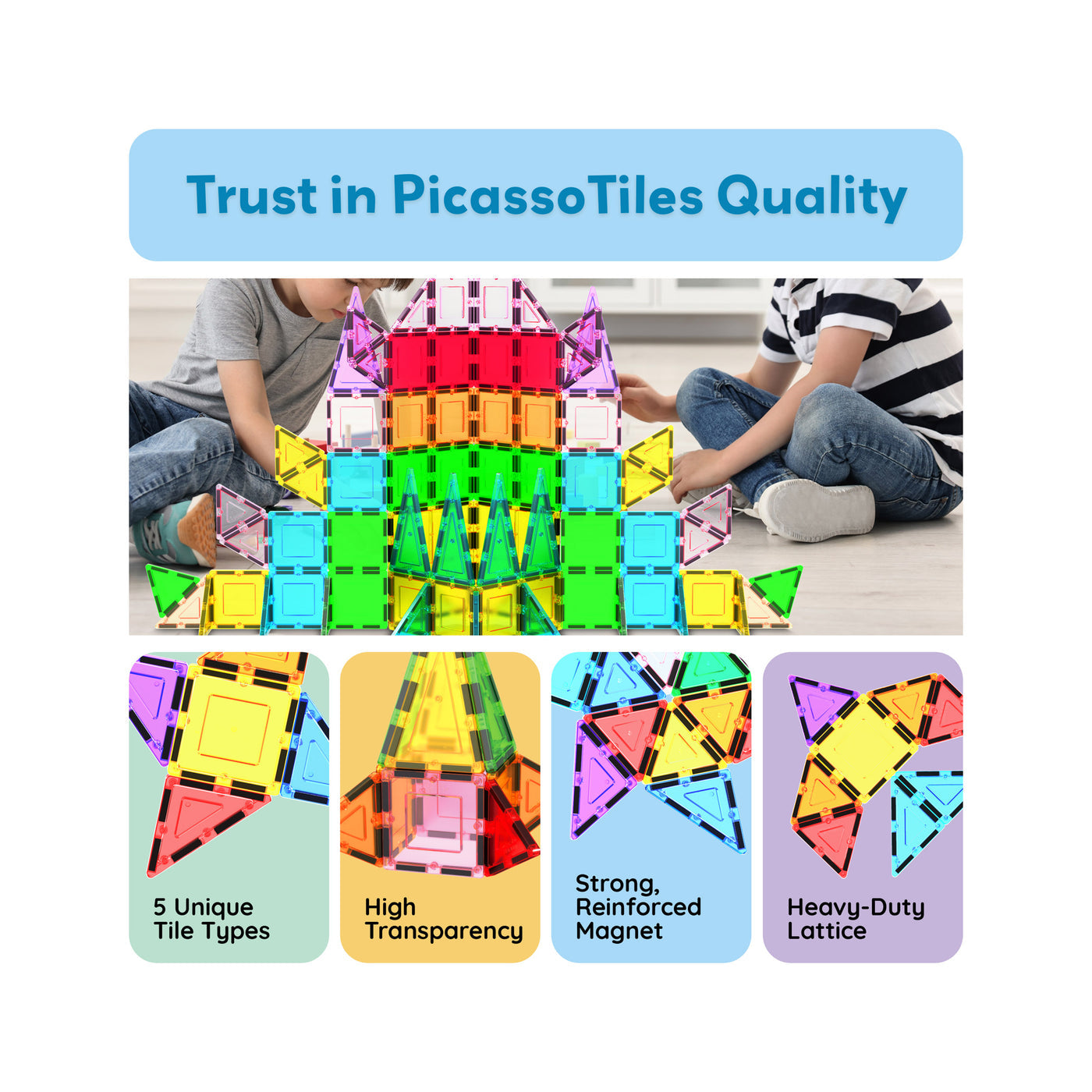 Picasso Tiles 101pc Magnetic Tile Classic Building Blocks