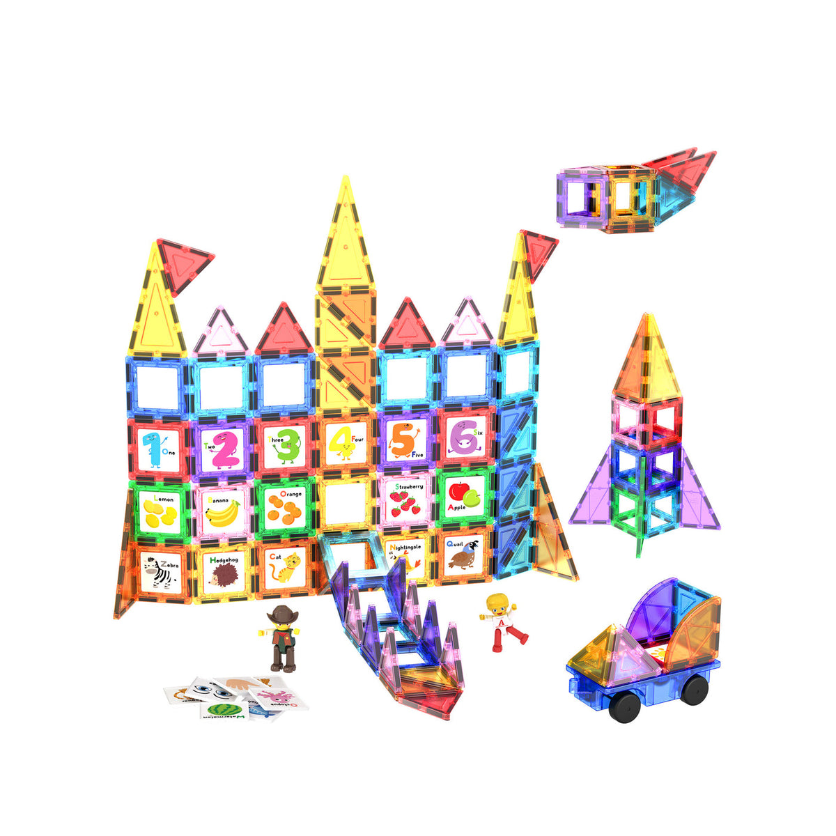 PicassoTiles 121 piezas – Set de Construcción Magnética con Inserts Educativos