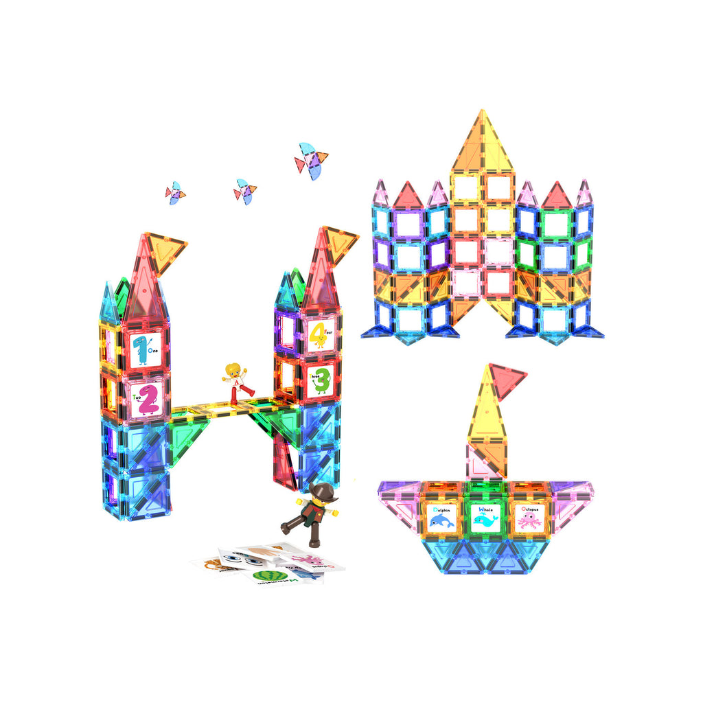 PicassoTiles 121 piezas – Set de Construcción Magnética con Inserts Educativos